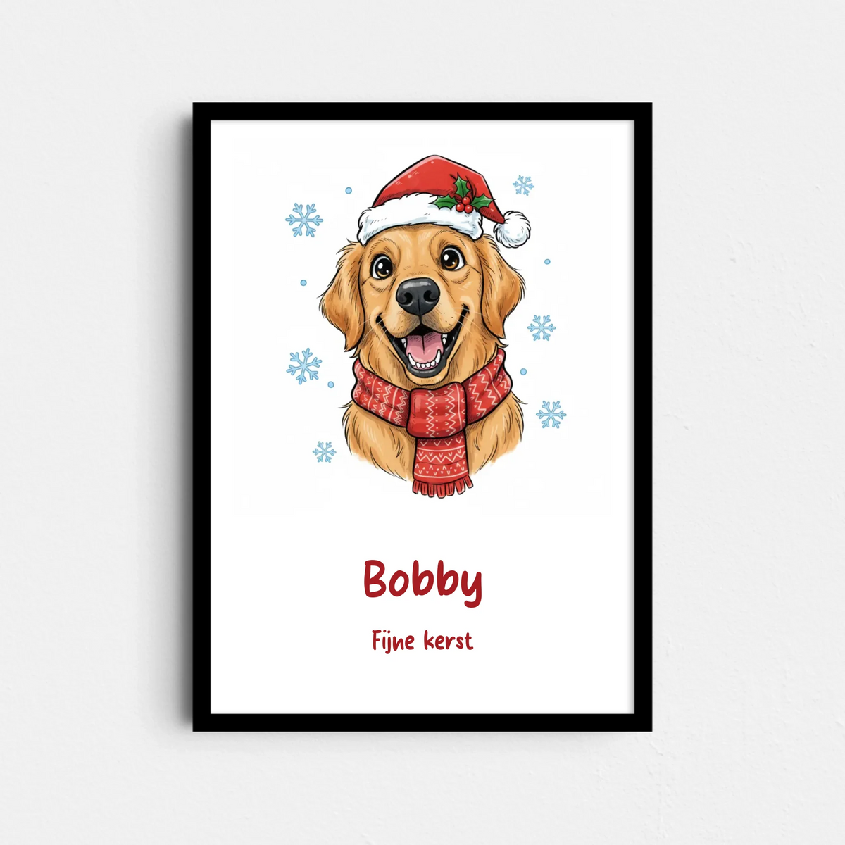 Kerst Huisdier Poster – Jouw Hond of Kat met Kerstmuts (A4/A3)